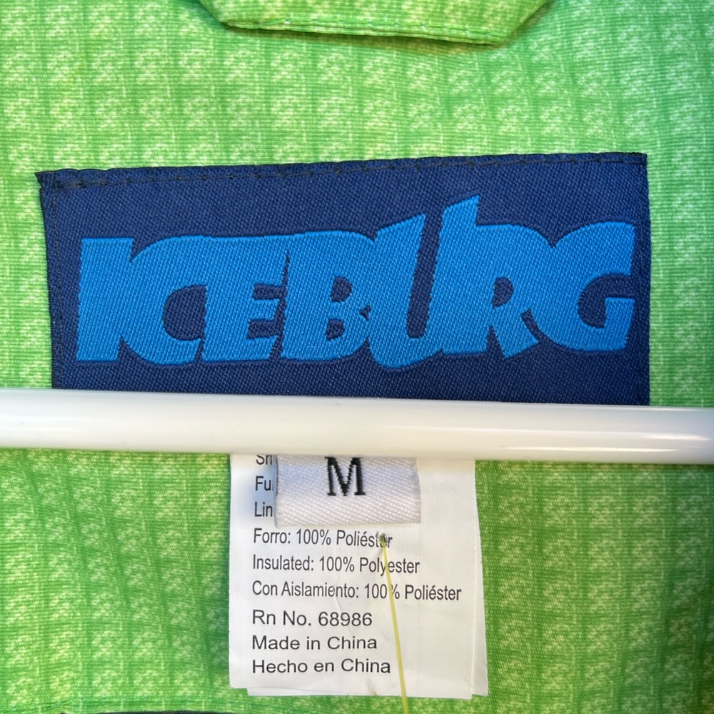 Iceberg men’s medium lime green snow winter jacket with detachable hood used y2k - Picture 5 of 14